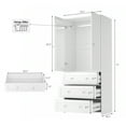 thumbnail image 7 of Richya Wooden Freestanding Wardrobe Closet Cabinet with 3 Drawers,Modern Wood Closet Storage Cabinet for Bedroom, 7 of 7