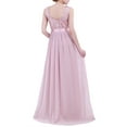 thumbnail image 3 of Kaerm Women Empire Waist Embroidered Chiffon Wedding Bridesmaid Dress Long Evening Prom Gown Dusty Rose 8, 3 of 7