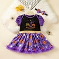 thumbnail image 3 of WIBACKER My 1st Halloween Infant Baby Girl Puff Sleeve Romper Dress, Newborn Pumpkin Onesie Bodysuit Dresses with Bow Headband, 3 of 10