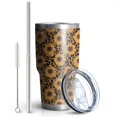 thumbnail image 2 of 30oz Black Leopard Sunflower Pattern Tumblers Stainless Steel Tumbler with Lid and Straw,Vacuum Insulated Double Wall Travel Tumbler Cups Mug with Cleaning Brush for Coffee,Tea, 2 of 7