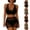 A1047 Black, variant on 3 Piece Swimsuits for Women Bikini Sets with Mesh Mini Skirt Cover Up V Neck Patchwork Top High Cut Bathing Suits Charming Pool Party Outfits