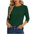 thumbnail image 2 of Neewe Sweaters for Women Plain 3/4 Sleeve Tops Round Neck Loose Casual Tunic Casual Pullover Daily, 2 of 7