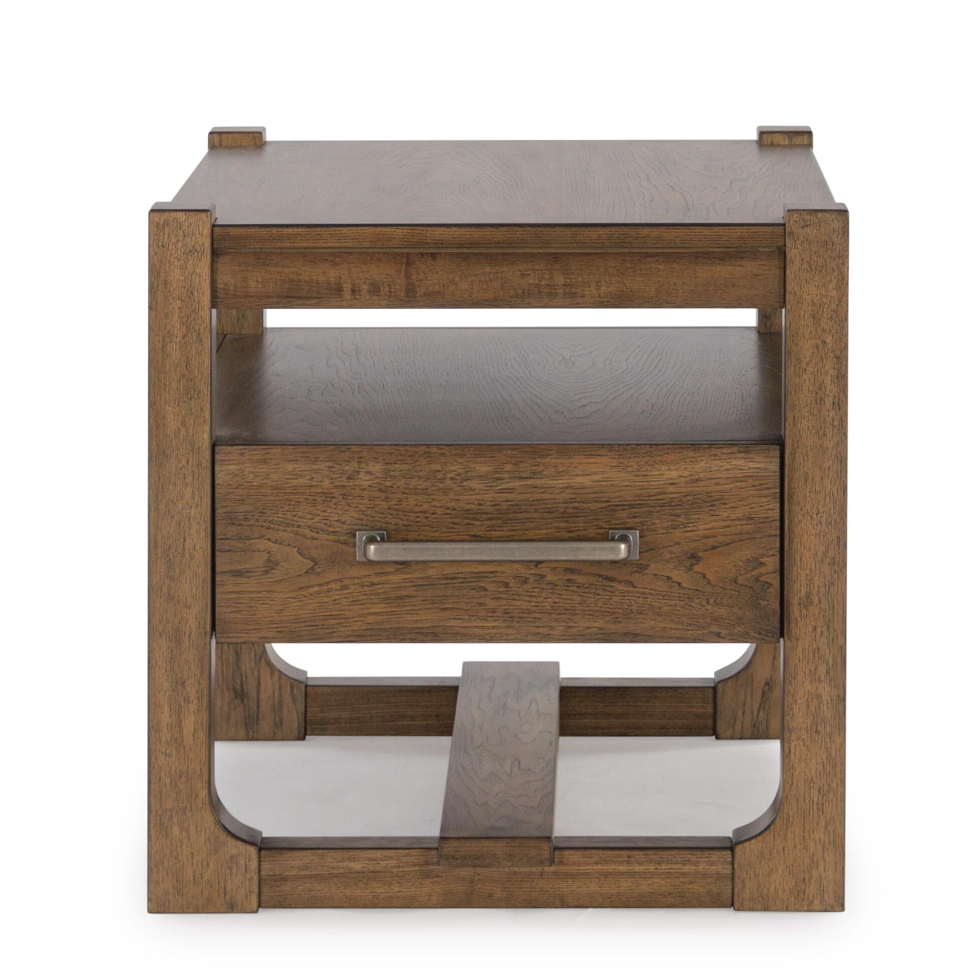 Signature Design by Ashley Cabalynn Square End Table, Light Brown, Farmhouse Accent Table with Drawer and Open Shelf
