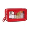 thumbnail image 3 of Daisy Rose Waterproof Make Up Bag for Wome with Transparent Window | PU Vegan Leather TSA Approved Cosmetic Toiletry Travel Pouch - Red, 3 of 5