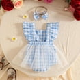 thumbnail image 6 of RMGVDSD Baby Girl Clothes Infant Girls Ruffle Sleeveless Floral Romper Plaid Dress Bodysuits Dresses Headband Set Cute Summer Outfit 6-12 Months, 6 of 9