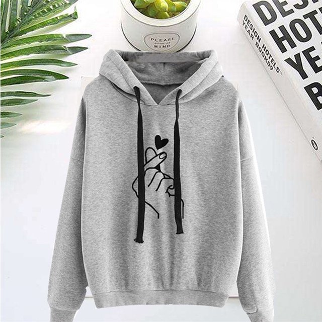 Sudadera Con Capucha De Manga Larga Que La Ropa De Mujer Con Patrón De Corazónpangjing