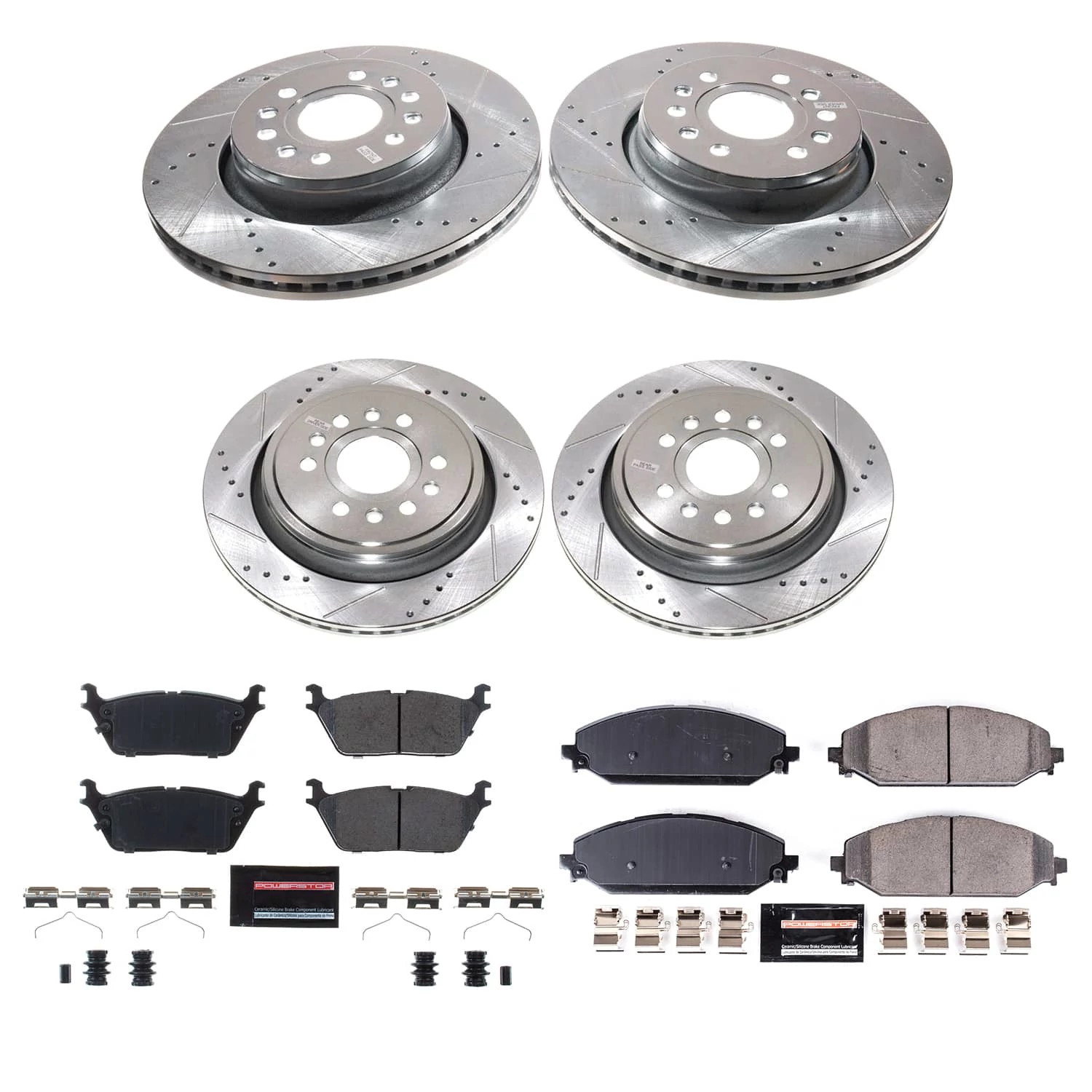 PowerStop Front and Rear Z23 Evolution Sport Carbon-Fiber Ceramic Brake Pad and Drilled & Slotted Rotor Kit Fits: JEEP Select Models K8902