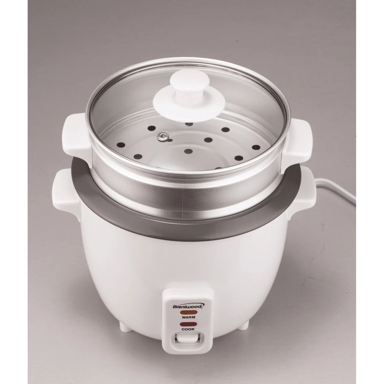 Brentwood TS-380S 10-Cup Uncooked/20-Cup Cooked Rice Cooker and Food Steamer, White