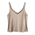 thumbnail image 4 of WEIWEN Womens Silk Satin Camisole Plain Strappy Vest Tops Cropped Tank Tops for Women Cami Shirt V-Neck Spaghetti Strap T-Shirt Beige, XXL, 4 of 4