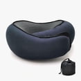 thumbnail image 3 of Almohada de viaje para avión, reposacabezas, ajustable, suave, plegable, espuma viscoelástica, almohada para el cuello Azul marino, 3 of 7
