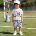 thumbnail image 2 of WhouRiu Boys Casual Outfits Short Sleeve Cartoon Graphic Tees And Shorts Sets Kids Summer Clothes, 2 of 6