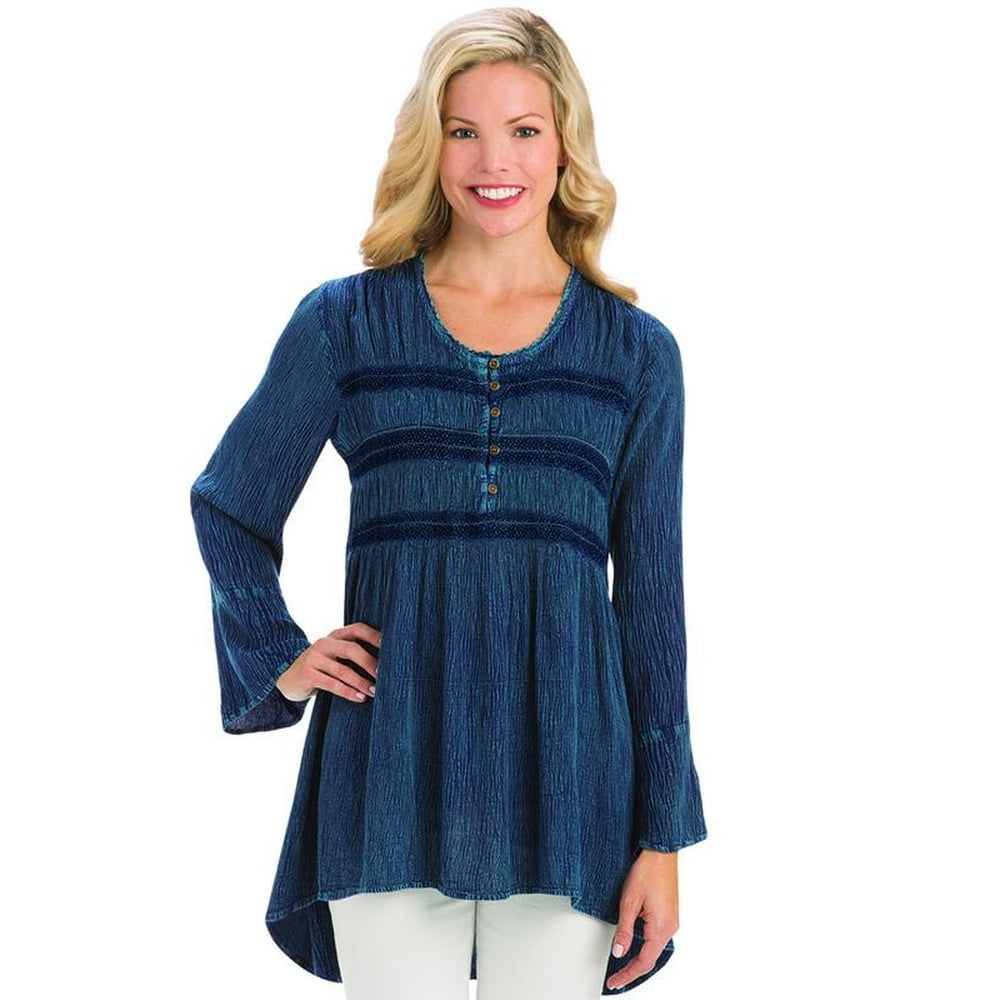 Collections Etc. - Collections Women's Button Tunic Blouse with High ...