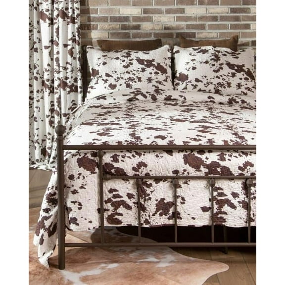 Linen Mart Wrangler Rustic Cowhide Quilt Set - 3 Piece - Southwestern - Bedding Quilt Set - (Queen Size)