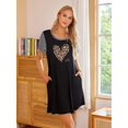 thumbnail image 3 of Ekouaer Nightgowns for Women with Pocket Soft Sleepshirt Crewneck Printed Short Sleeves Night Dress, 3 of 5