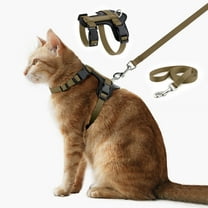 Plutus Pet Adjustable Cat Harness and Leash Set, Quick Release, Escape Proof Nylon Vest with Leather Trim for Kitten, Small Medium Large Cats, Brown