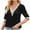 Black, variant on Summer Plus Size Tops for Womens 2025 Fashion V-Neck Solid Lace Satin Mid Sleeved Top