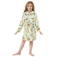 thumbnail image 6 of FORMRS Niños Bathrobe Unisex Hooded Robe Soft Plush Pajamas Sleepwear, Size 10-12T, Birds with Strawberries, 6 of 7