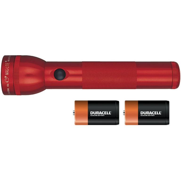 Maglite 2D Cell Flashlight with Batteries, Red - Walmart.com