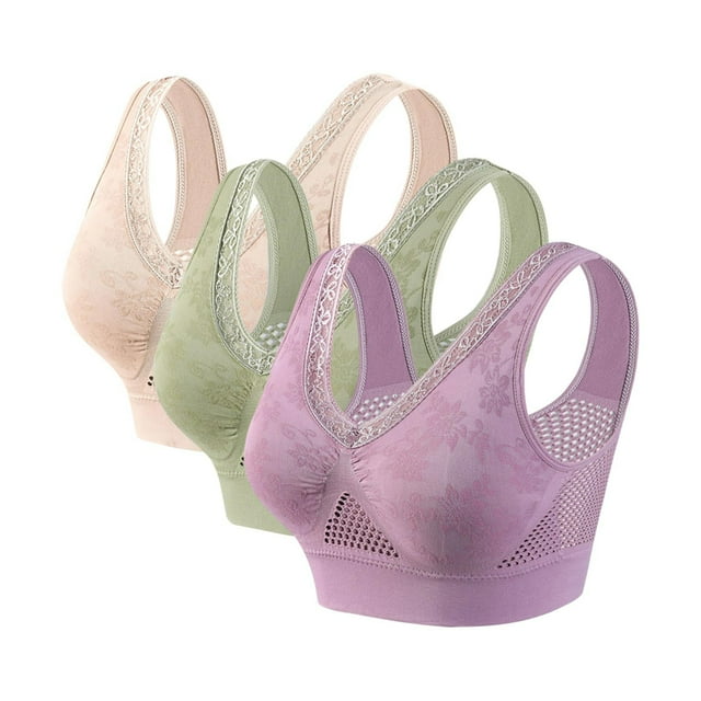 Wirefree Bras for Women, Front Closure Comfort Bras, Full Coverage Seamless Bra for Everyday Wear
