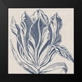 thumbnail image 2 of Vision Studio 15x15 Black Modern Framed Museum Art Print Titled - Indigo Floral on Linen I, 2 of 5