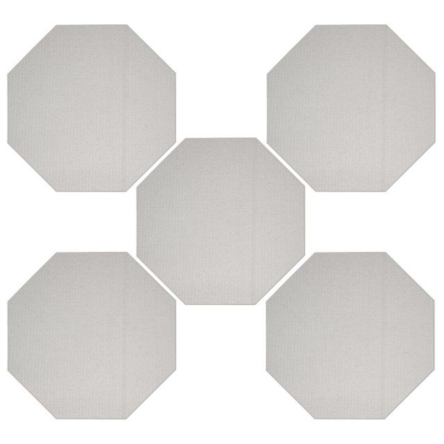 Furnish My Place Abstract Contemporary Geometrical View Square Pattern Modern Plush Two Tone High Low Pattern Rug, Home Decor Mat, Made in USA - Framed Beige, 2' Octagon - Set of 5