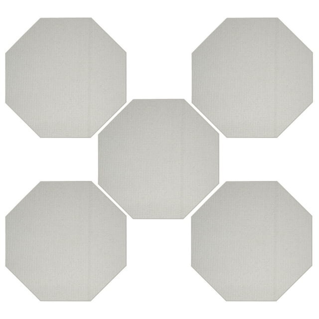 Furnish My Place Abstract Contemporary Geometrical View Square Pattern Modern Plush Two Tone High Low Pattern Rug, Home Decor Mat, Made in USA - Framed Beige, 2' Octagon - Set of 5