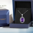 thumbnail image 5 of Gem Stone King 925 Sterling Silver Purple Amethyst Pendant Necklace for Women (6.54 Cttw, Oval 14X10MM, Gemstone February Birthstone, with 18 inch Silver Chain), 5 of 5
