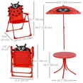 thumbnail image 2 of Ensemble de Table et Chaises de Pique-Nique d'Extérieur 4 Pcs avec Parasol Réglable, Mobilier Pliant en Métal Rouge et Polyester pour Cour Arrière, Jardin, Patio et Terrasse, Table de 19,75 Pouces, 2 of 7
