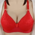 thumbnail image 3 of YWDJ Sleep Bras for Women Plus Size 2 Pack Back Closures Comfy Bras Wireless Lounge Bras Adjustable Straps Half Cup Push up Wrap Comfortable Bras Padded Plus Size Comfortable Bras Solid Bras Red S, 3 of 3