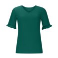 thumbnail image 6 of USSUMA Womens V Neck Tops Ruffle Short Sleeve Knit T-Shirt Blouses Summer Casual Loose Flowy Shirts, 6 of 8