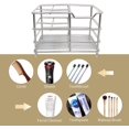 thumbnail image 4 of Soporte para cepillo de dientes para baño, soporte para pasta de dientes de acero inoxidable con 5 ranuras, organizador multifuncional de accesorios de baño para niños y adultos (plateado), 4 of 7
