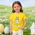 thumbnail image 2 of Laipiong Happy Easter T Shirts Toddler Girls Funny Rabbit Bow Printed Short Sleeved Crewneck Tees Holiday Casual Comfy Loose Fit Tops Blouses, 2 of 5