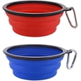 thumbnail image 1 of Comedero plegable grande para perros, bebedero portátil de silicona para mascotas, comedero plegable y expandible para gatos, dispensador de agua con mosquetón para viajes, paquete de 2 (L), 1 of 5
