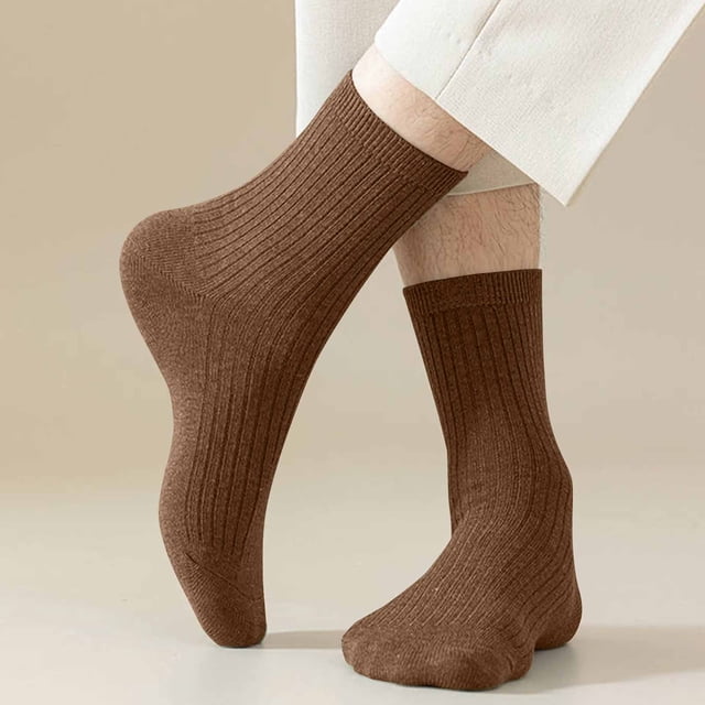 RKSTN Mens Socks 5PC Winter Solid Color Comfortable Breathable Knitted Cotton Socks Soft Breathable Mens Socks