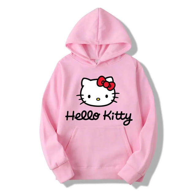 Sudadera con capucha de Sanrio Fashion 2024 para mujer, sudadera con dibujos animados de Hello Kitty para hombre, sudadera rosa de gran tamaño para primavera y otoño para mujer