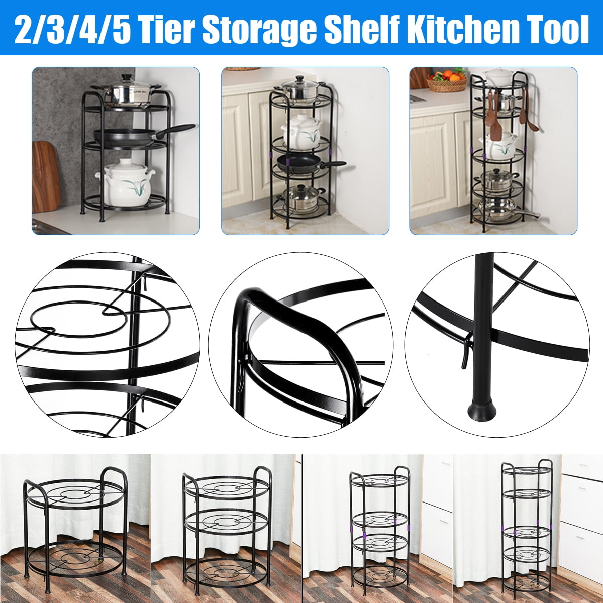 Pots and Pans Organizer Rack, Heavy Duty Metal Pans Pots Lids Storage