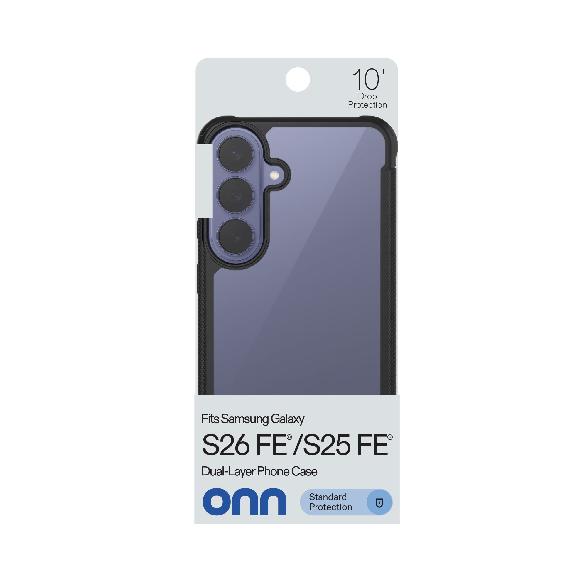 onn Dual-Layer Phone Case for Samsung Galaxy S26 FE / S25 FE - Clear/Black