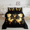 thumbnail image 2 of Butterfly Comforter Set Twin Size Golden Butterfly Print Bedding Sets Rustic Farmhouse Bedding Comforter Sets Golden Marble Decor Down Comforter Aninal Butterfly Quilt Set, 2 of 7