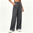 thumbnail image 6 of YUGYXL Women's High Waisted Wide Leg Dressy Pants Business Work Trousers, Flat Front Waist, Side Pockets Gray Pants, 6 of 6