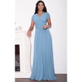thumbnail image 2 of KOH KOH Long V-Neck Flowy Cap Short Sleeve V-Neck Bridesmaid Wedding Guest Party Formal Summer Sundress Tall Gown Maxi Dress Dresses For Women Pastel Blue Medium US 8-10 NT074, 2 of 6