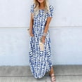 thumbnail image 2 of Royal Blue Floral Graphic Loose Fit Dresses for Juniors Fall Summer Slip Short Sleeve Crew Neck Maxi Long Brunch Vintage Renaissance Peasant Steampunk Dresses Women 2025 XXL, 2 of 4