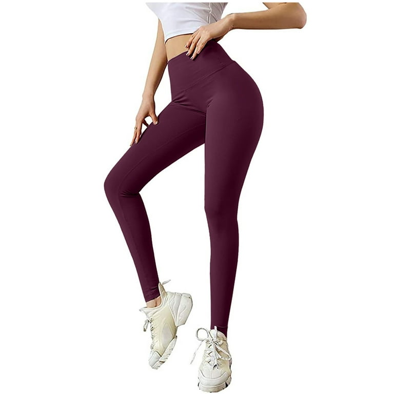 Tights(Wine,L) Back Waist High Tie Hfyihgf Workout Women Tummy Lift Running Leggings Yoga Control for Hip Fitness Bow Pants