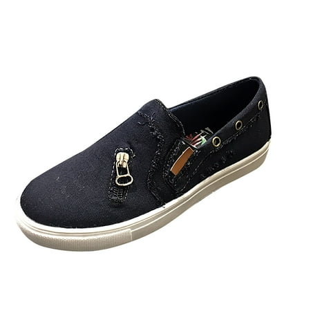 

Canvas Leffer Shoes Zipper One Foot Flat Bottom Casual Shoes Women s Shoes