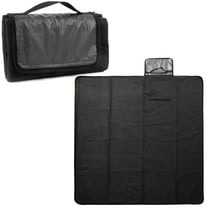 10 Pack Outdoor Picnic Blankets Pack Waterproof Foldable for Grass, Ground, Camping, Beach Blanket Thick Compact |Camping and Homeless Supplies Bulk Blankets with Carry Strap, in Black