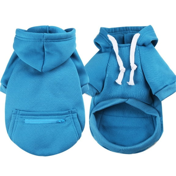 HKYNLAG Dog Hoodie for Small Medium Large Dogs, Fleece Hoodie for Dogs with Zipper Pocket, Fall Winter Warm Cat Puppy Sweatshirts Blue XS