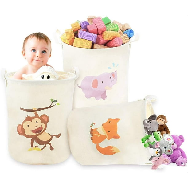 3Pack Heavy Duty Large Nursery Toy Storage Baskets Bins with Handles