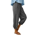 thumbnail image 5 of Hibeli Linen Pants Women Lightweight Drawstring Elastic Waist Cargo Jogger Pants with Pockets, 5 of 6