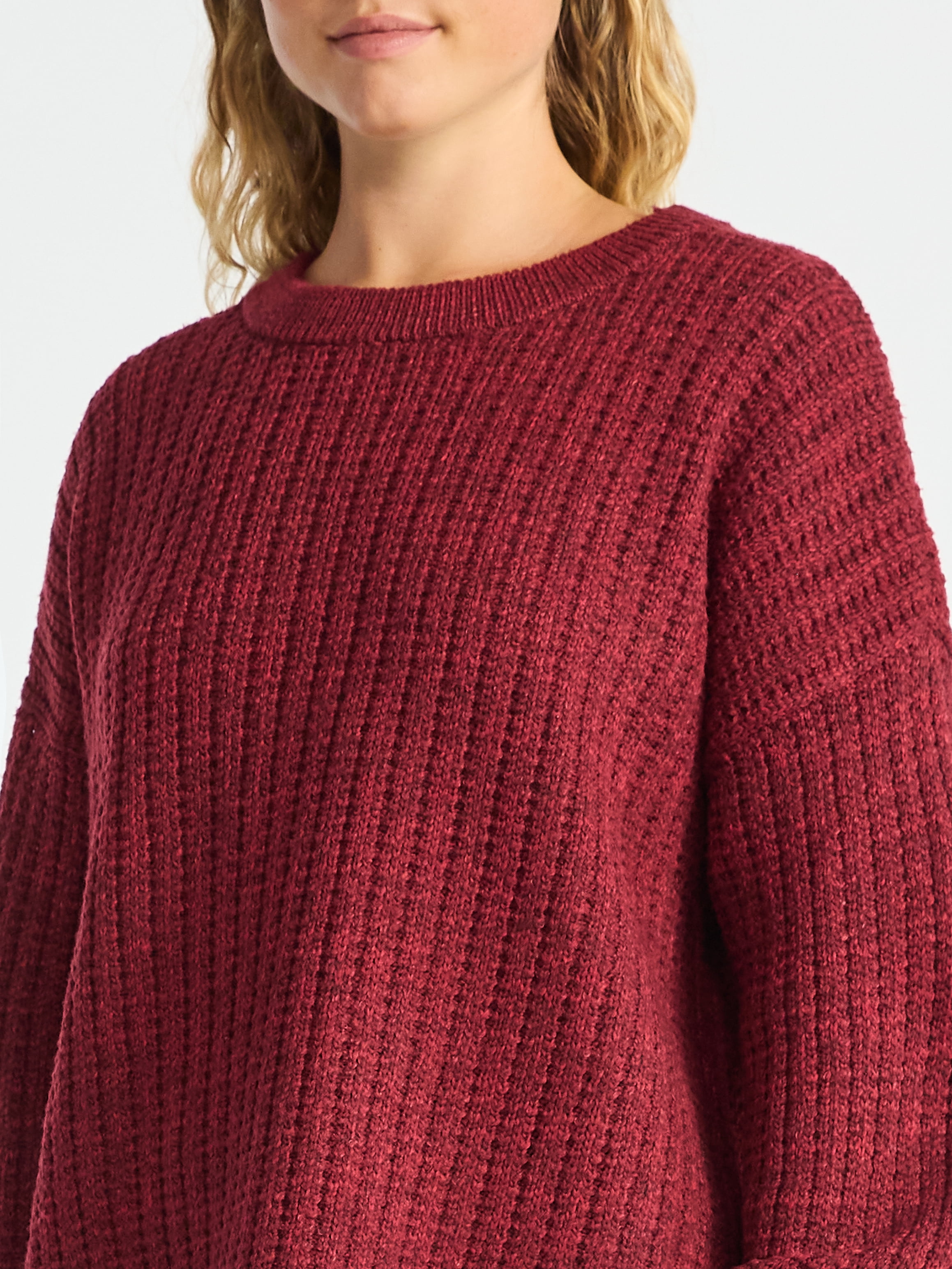 Time and Tru Women's and Women’s Plus Textured Stitch Sweater, Midweight, Sizes XS-4X