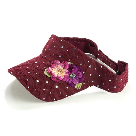 - Greatlookz Glitter Sequin Visor with Flowers for Ladies in Many Colors
