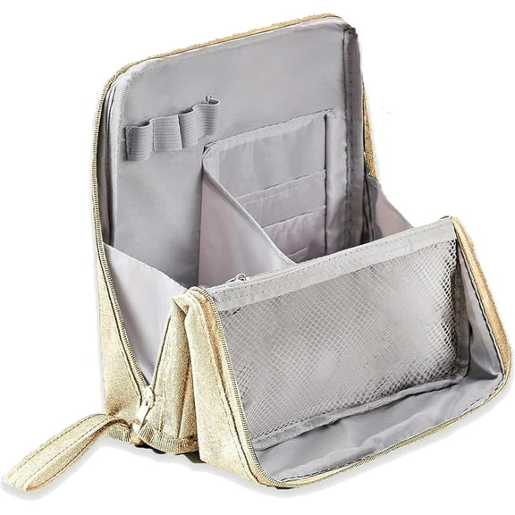 Doresty Makeup Bag, Standing Makeup Bag - Portable, Large Capacity, Doresty Cosmetic Bag with Compartments and Handle, Multifunctional & Waterproof
